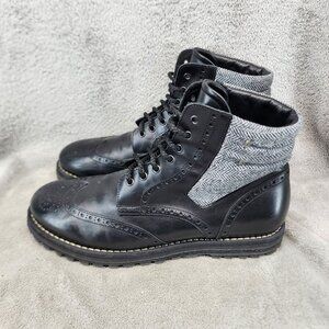 Franceschetti Shoes Mens Size EU 42 US 8.5 Black Leather Wing Tip Boots *Read*